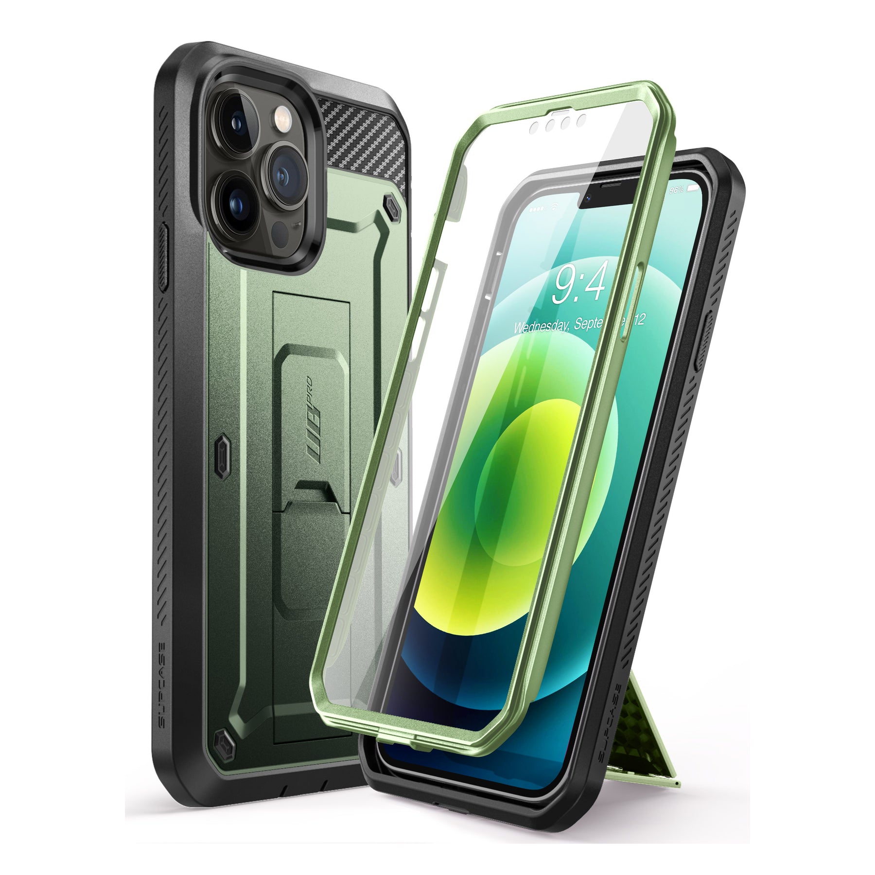 binnenplaats preambule Krijgsgevangene Supcase 360 Backcover Hoesje met Screen Protector iPhone 13 Pro Max - Groen  - Bestel nu direct - Fonu.nl