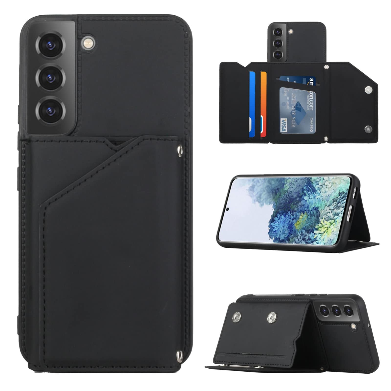 Samsung Galaxy S22 Hoesje Zwart - Backcover Wallet