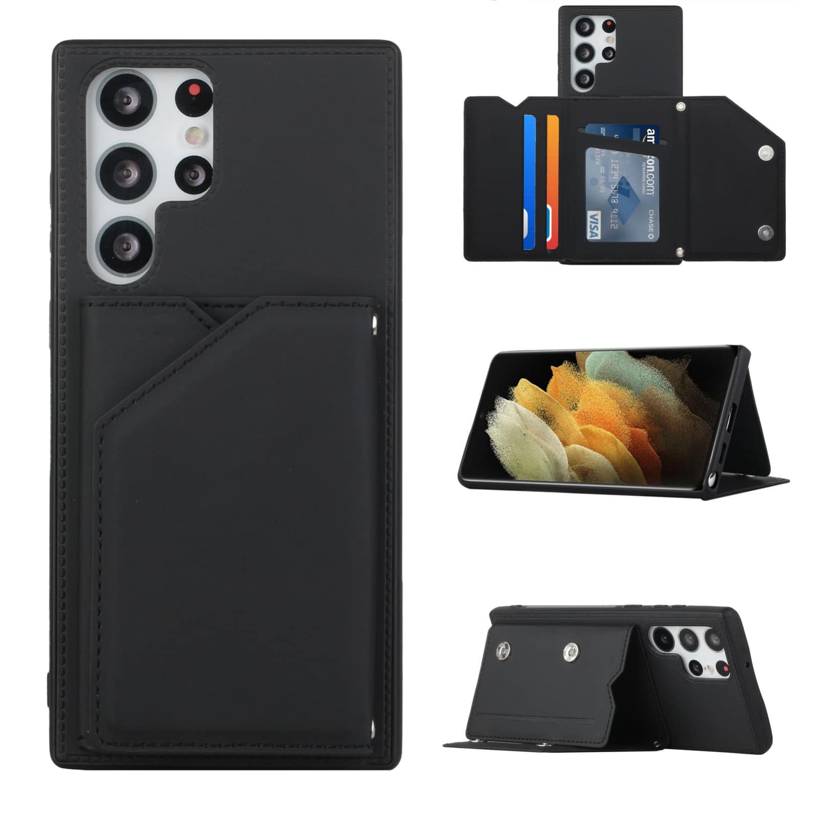 Samsung Galaxy S22 Ultra Hoesje Zwart - Backcover Wallet