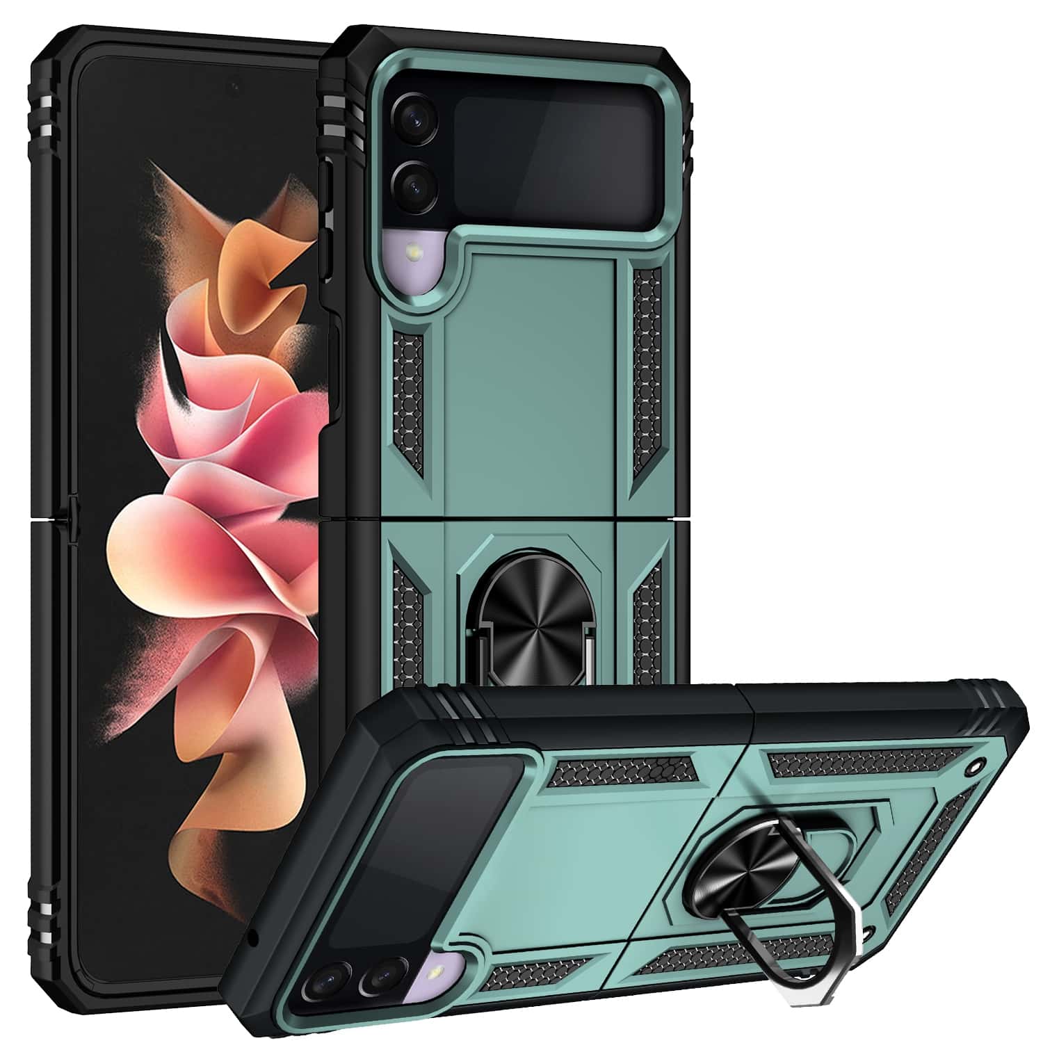 Samsung Galaxy Z Flip 3 Ringhouder Hoesje - Groen