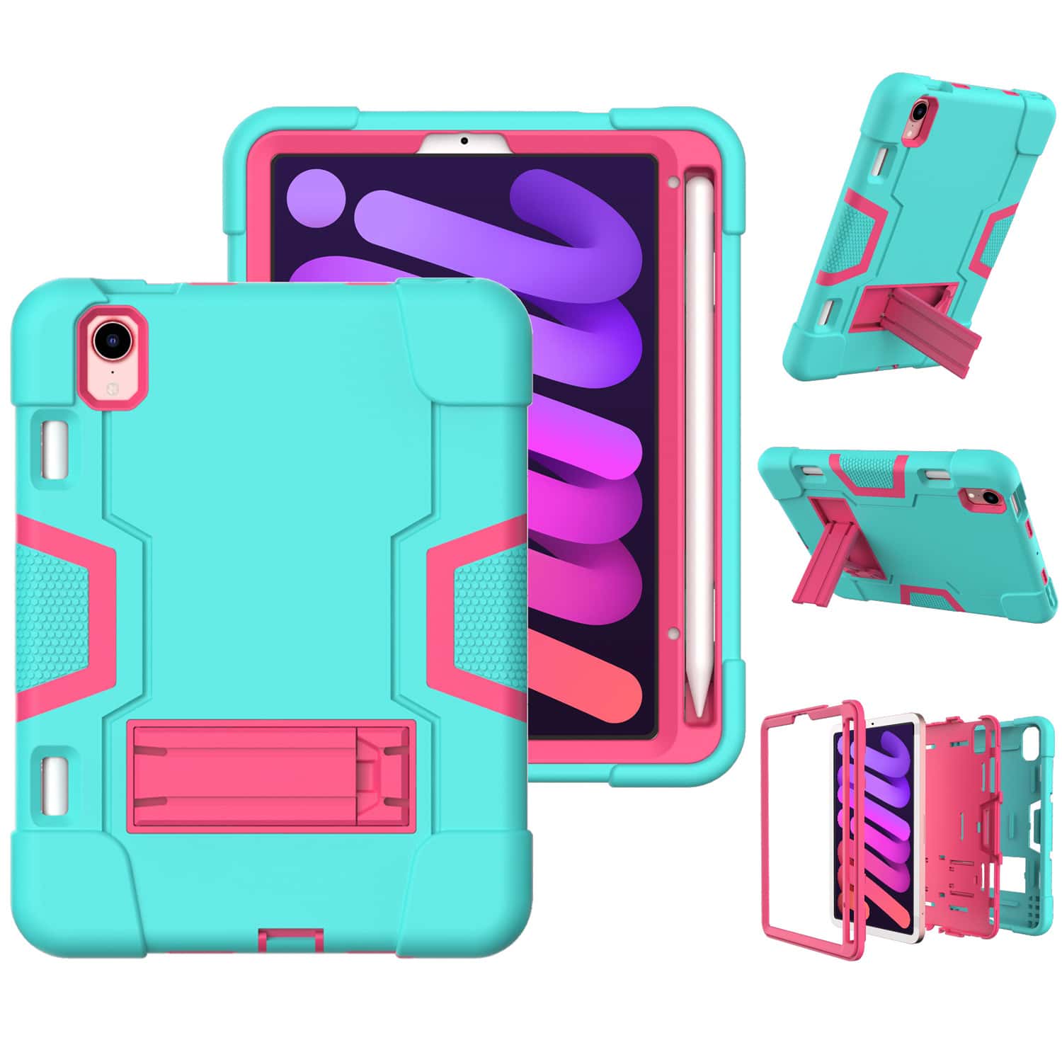 Shockproof Standcase Hoes iPad Mini 7 / iPad mini 6 - 2024 / 2021 Aqua - 8.3 inch