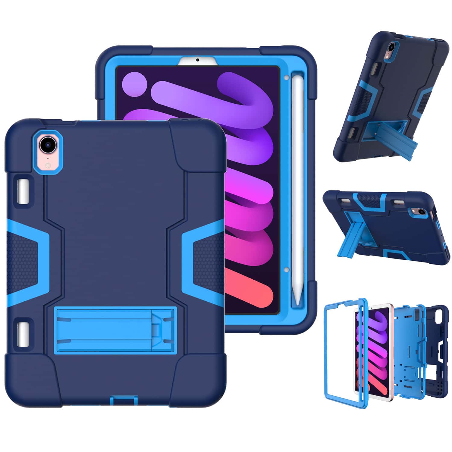 Shockproof Standcase Hoes iPad Mini 7 / iPad mini 6 - 2024 / 2021 - Blauw - 8.3 inch