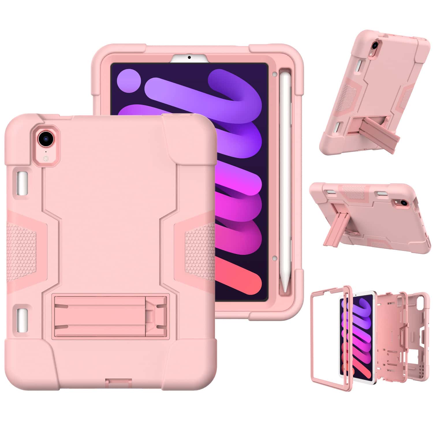 Shockproof Standcase Hoes iPad Mini 7 / iPad mini 6 - 2024 / 2021 Roze - 8.3 inch