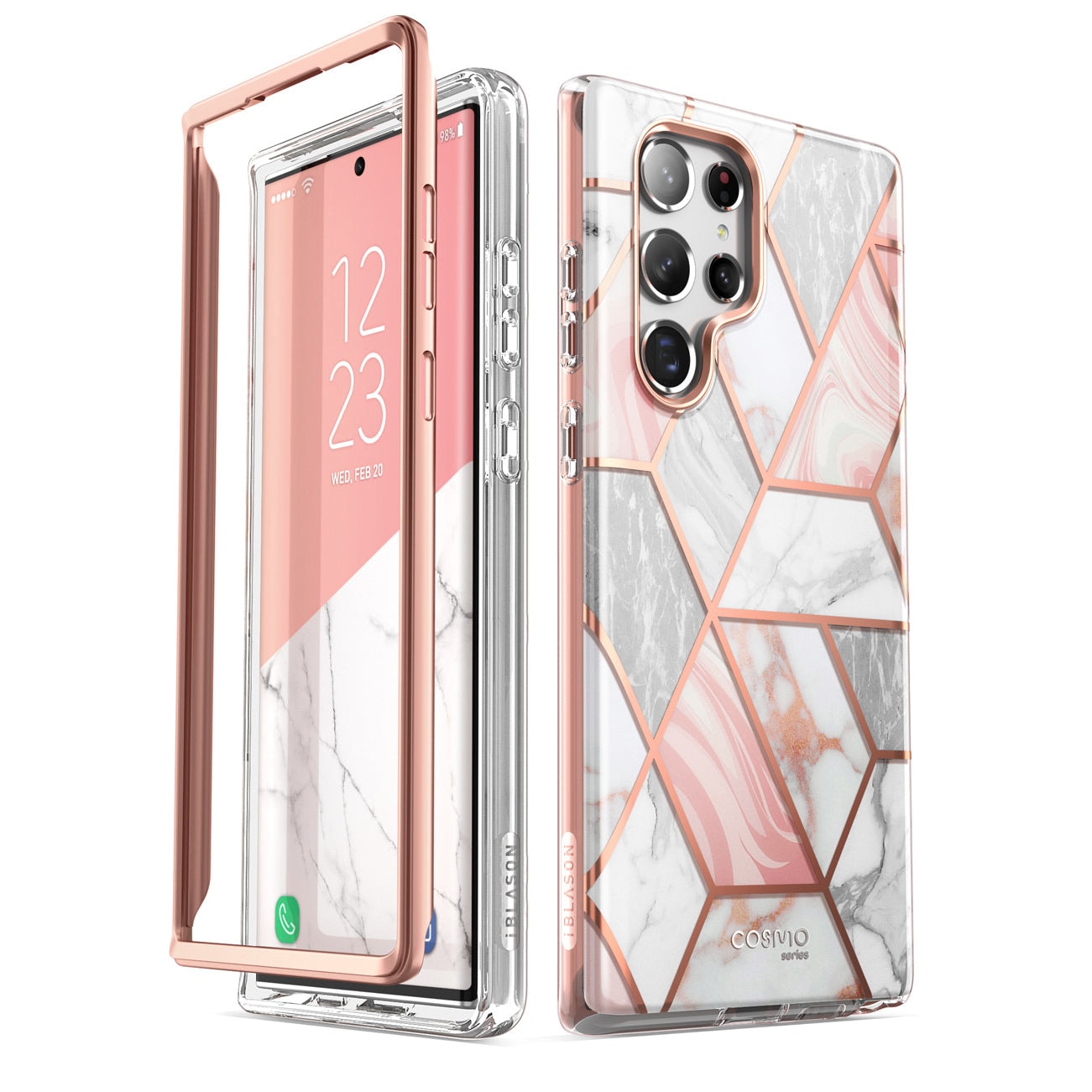 Cosmo 360 hoesje met screenprotector Samsung S22 Ultra - Marmer