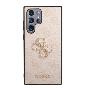 Guess Golden Logo Samsung Galaxy S22 Ultra hoesje - Roze 3