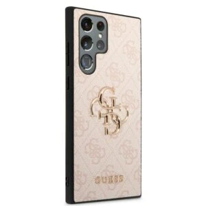 Guess Golden Logo Samsung Galaxy S22 Ultra hoesje - Roze 4