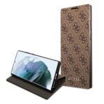 variatie Guess Logo Bookcase hoesje Samsung Galaxy S22 Ultra – Bruin