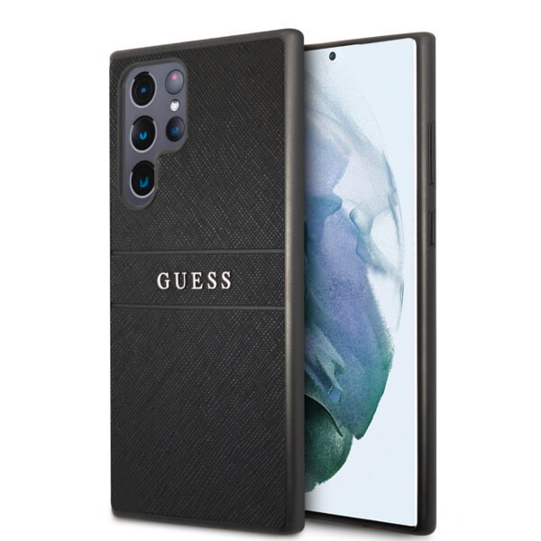 Guess Saffiano PU leren Backcover Samsung Galaxy S22 Ultra - Zwart 1