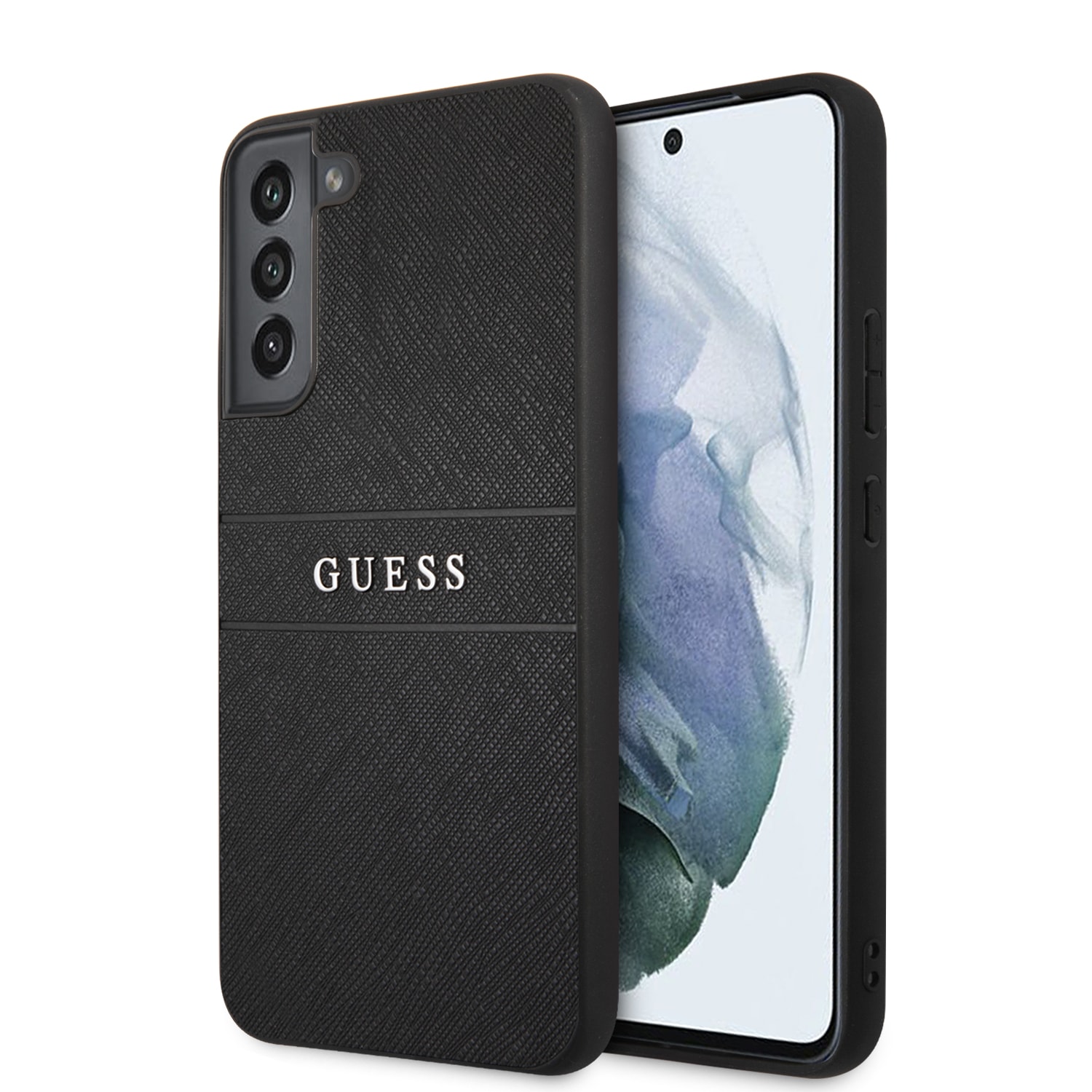 Guess Saffiano PU leren Backcover Samsung Galaxy S22 Plus - Zwart