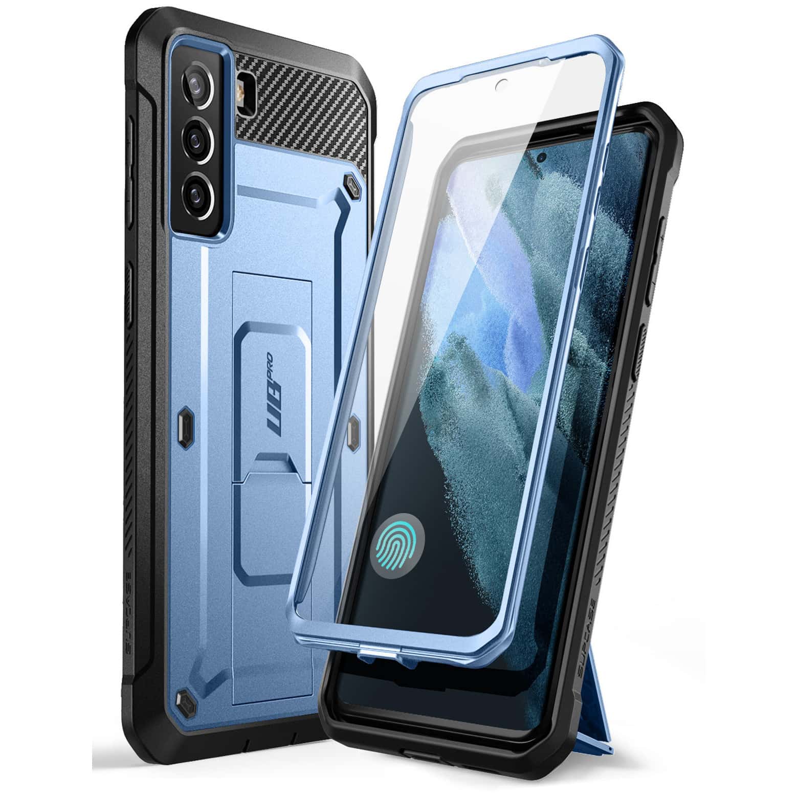 Supcase 360 Backcase met screenprotector Samsung S21 FE - Blauw