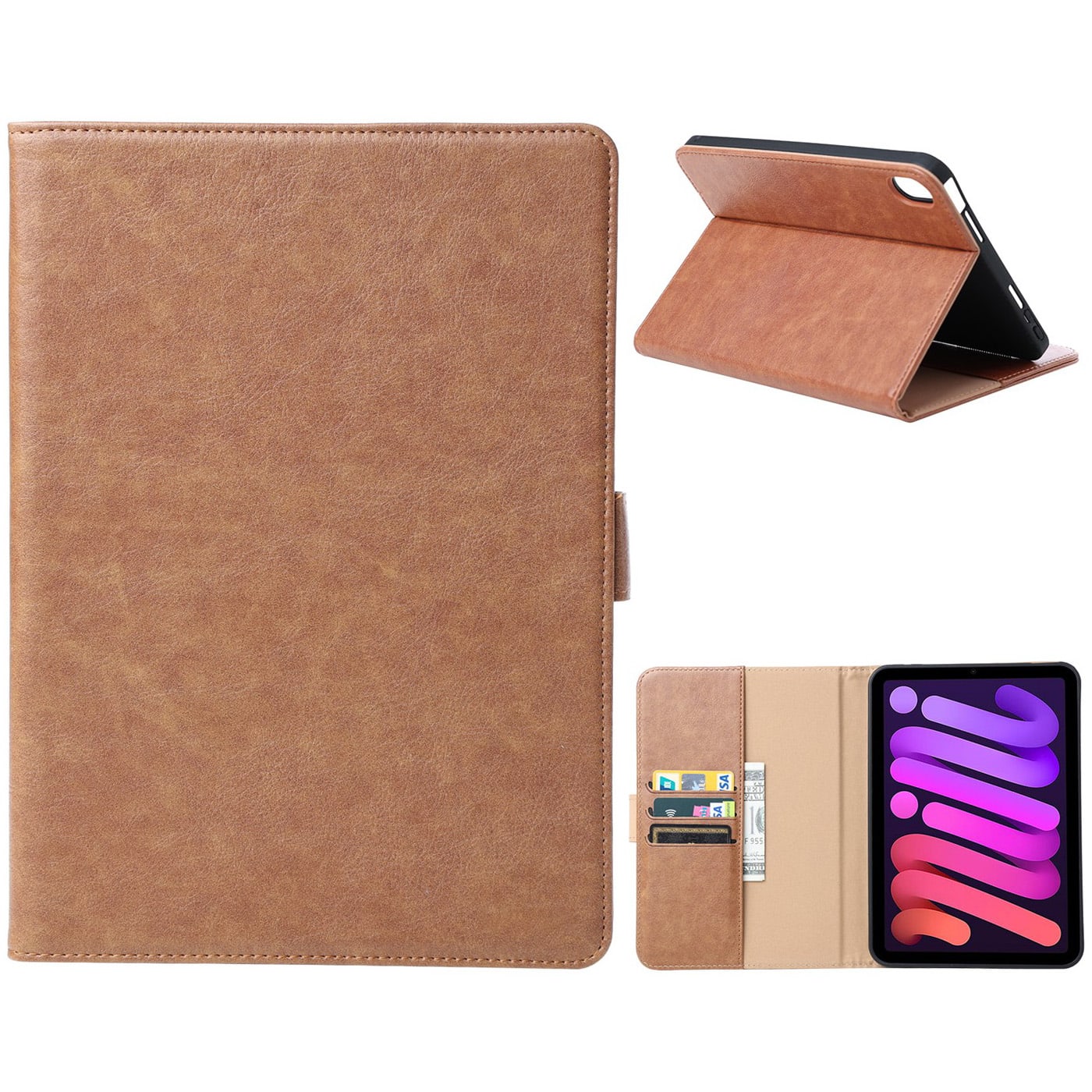 Premium Leren Boekmodel hoes iPad Mini 7 / iPad mini 6 - 2024 / 2021 - 8.3 inch - Bruin