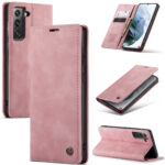 variatie CaseMe Retro boekmodel hoesje Samsung S21 Roze