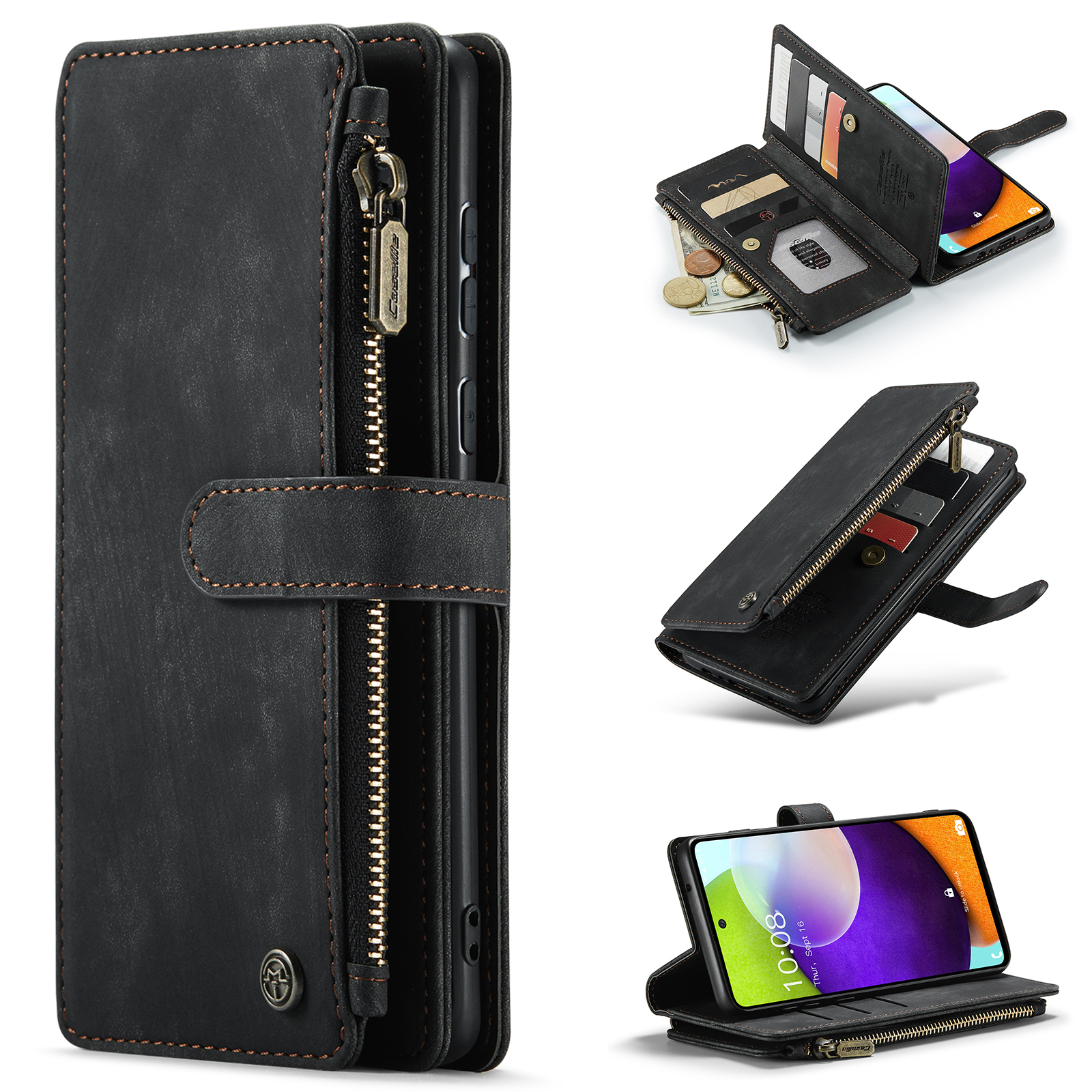 CaseMe Samsung Galaxy A52 A52s wallet hoesje - Zwart 1