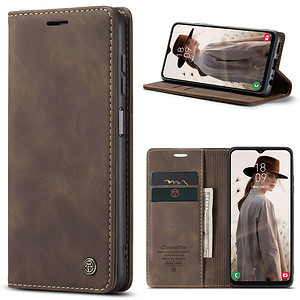 Caseme Samsung A13 4G hoesje – Retro Boekmodel Donkerbruin