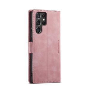 Caseme Samsung S22 Ultra hoesje - Retro Boekmodel Roze 3