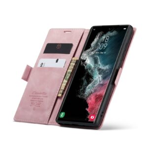 Caseme Samsung S22 Ultra hoesje - Retro Boekmodel Roze 4