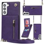 variatie Fashion Portemonnee hoesje met koord Samsung S21 FE – Paars