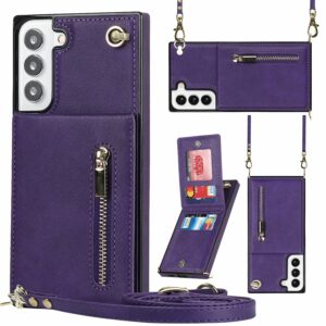 Fashion Portemonnee hoesje met koord Samsung S21 FE – Paars