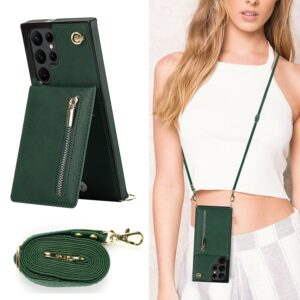 Fashion Portemonnee hoesje met koord Samsung S22 Ultra - Groen 3