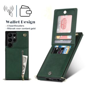 Fashion Portemonnee hoesje met koord Samsung S22 Ultra - Groen 4