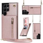 variatie Solidenz Fashion Wallet hoesje met koord Samsung S23 Ultra – Rosegoud