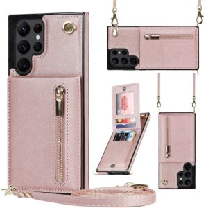 Fashion Portemonnee hoesje met koord Samsung S22 Ultra - Rosegoud 1