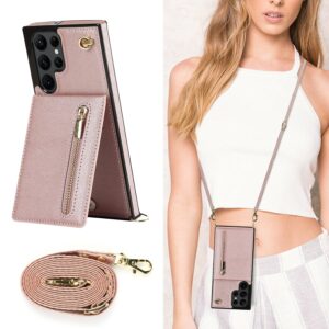 Fashion Portemonnee hoesje met koord Samsung S22 Ultra - Rosegoud 3