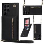 variatie Solidenz Fashion Wallet hoesje met koord Samsung S22 Ultra – Zwart