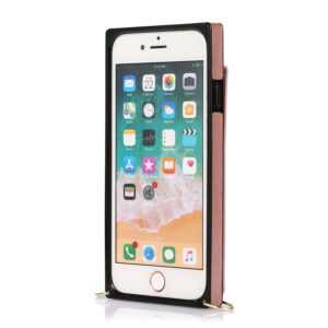 Fashion Portemonnee hoesje met koord iPhone SE 2022 - SE 2020 - iPhone 8 - Roségoud 3