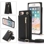 variatie Solidenz Fashion Wallet hoesje met koord iPhone SE 2022 – SE 2020 – iPhone 8 – Zwart