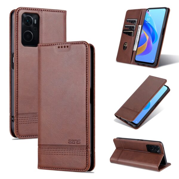 AZNS Boekmodel hoesje Oppo A76 - Oppo A96 hoesje - Bruin