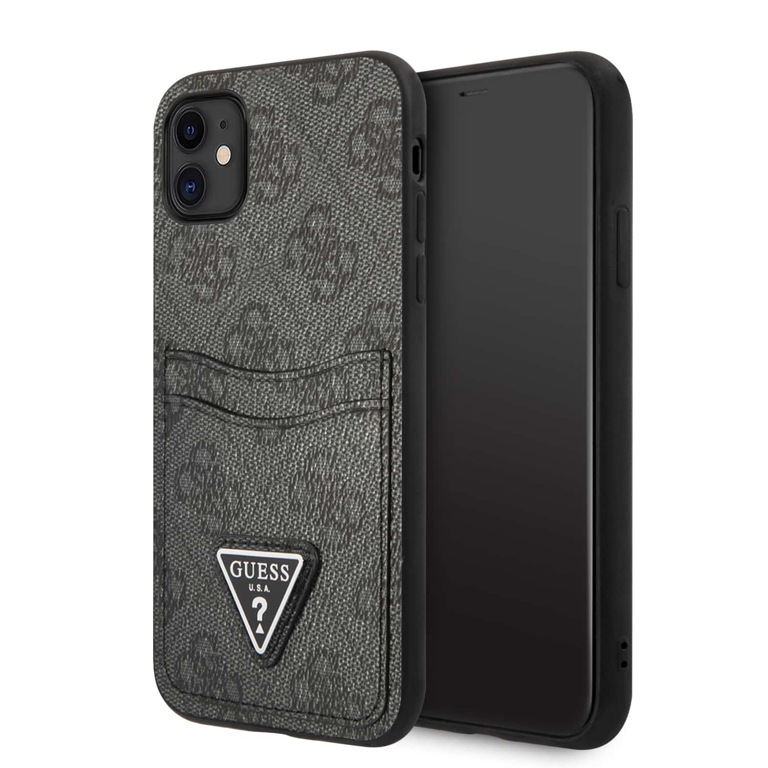 Guess Saffiano iPhone 11 kaarthouder hoesje - Zwart