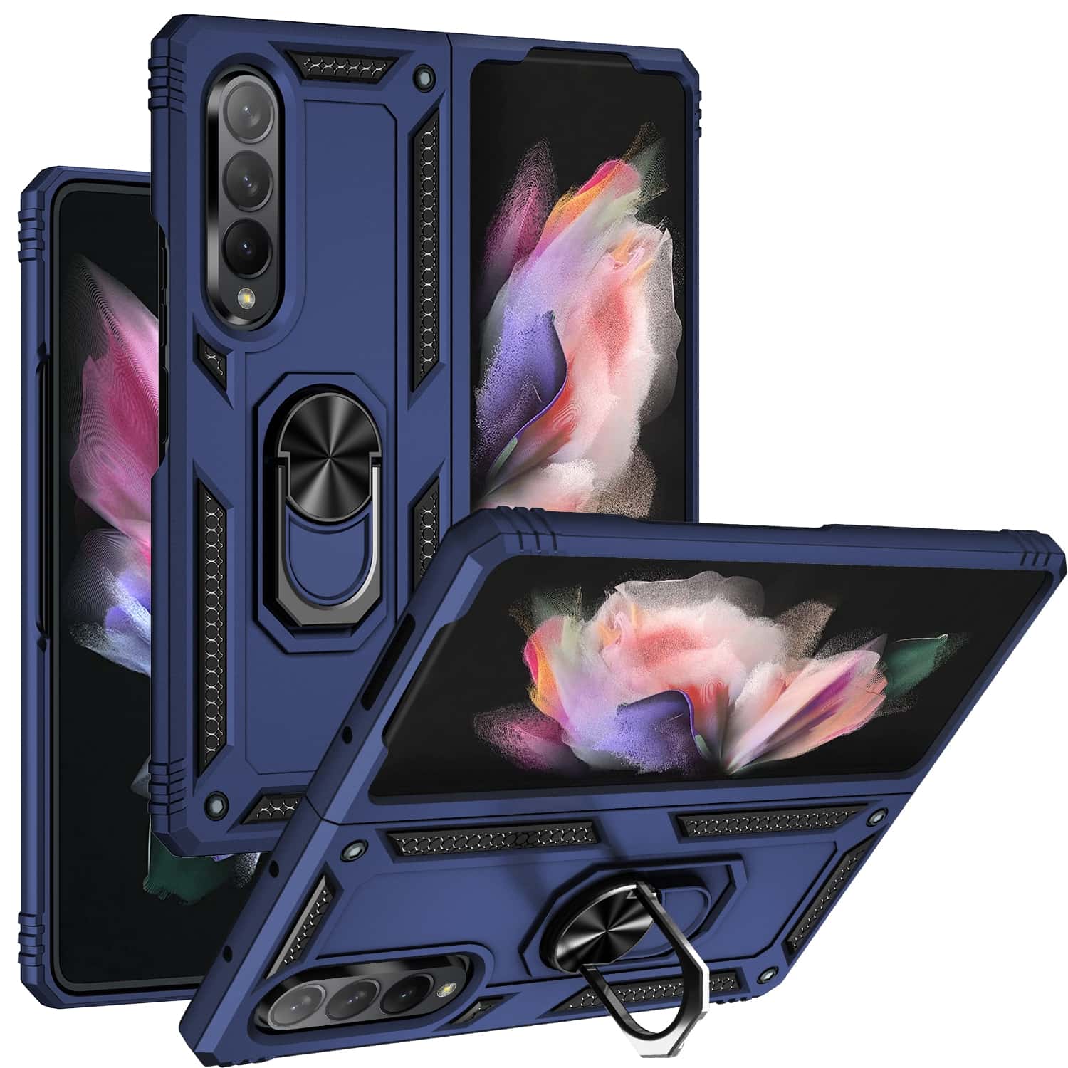 Ringhouder Backcover hoesje Samsung Z Fold 3 - Blauw
