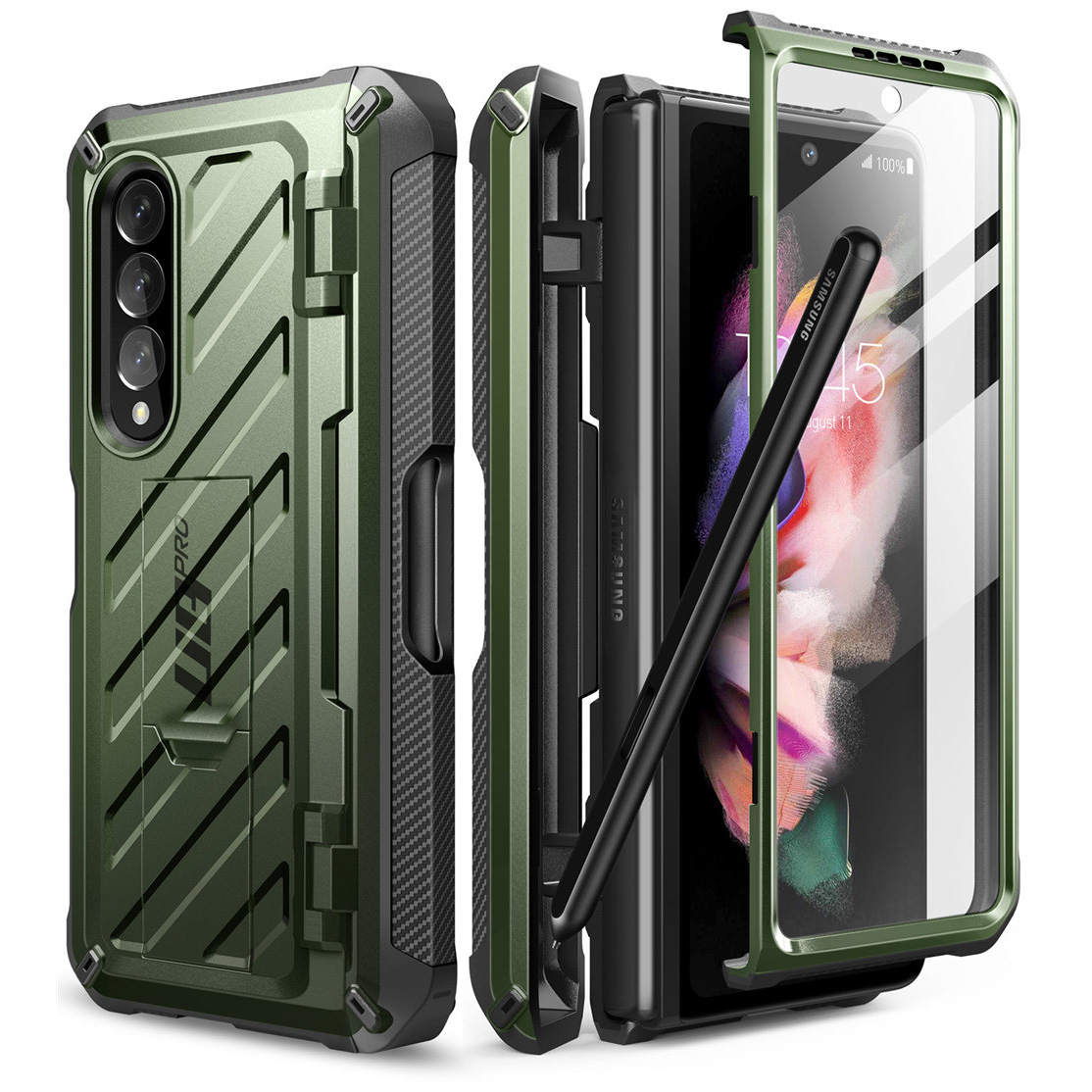 Supcase 360 Backcase met screenprotector Samsung Z Fold 3 - Groen