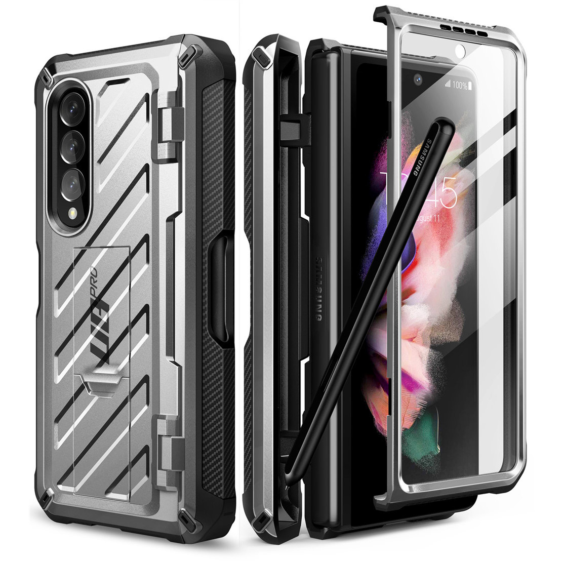 Supcase 360 Backcase met screenprotector Samsung Z Fold 3 - Zilver 1