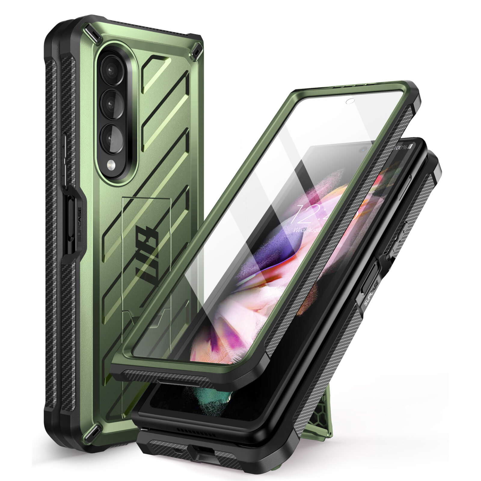 Supcase UB 360 Backcover met screenprotector Samsung Z Fold 3 - Groen 1