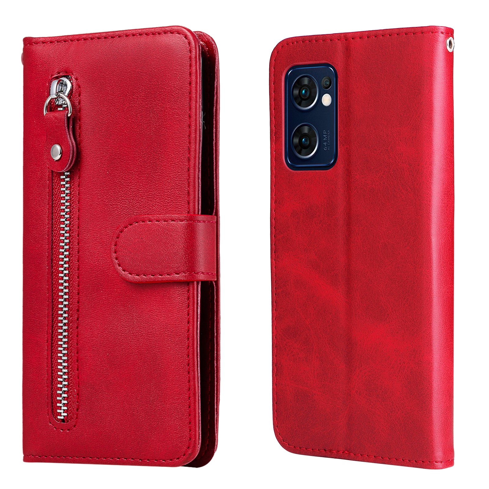 Wallet hoesje met rits Oppo Find X5 Lite - Rood