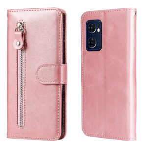 Wallet hoesje met rits Oppo A76 – Oppo A96 – Roségoud