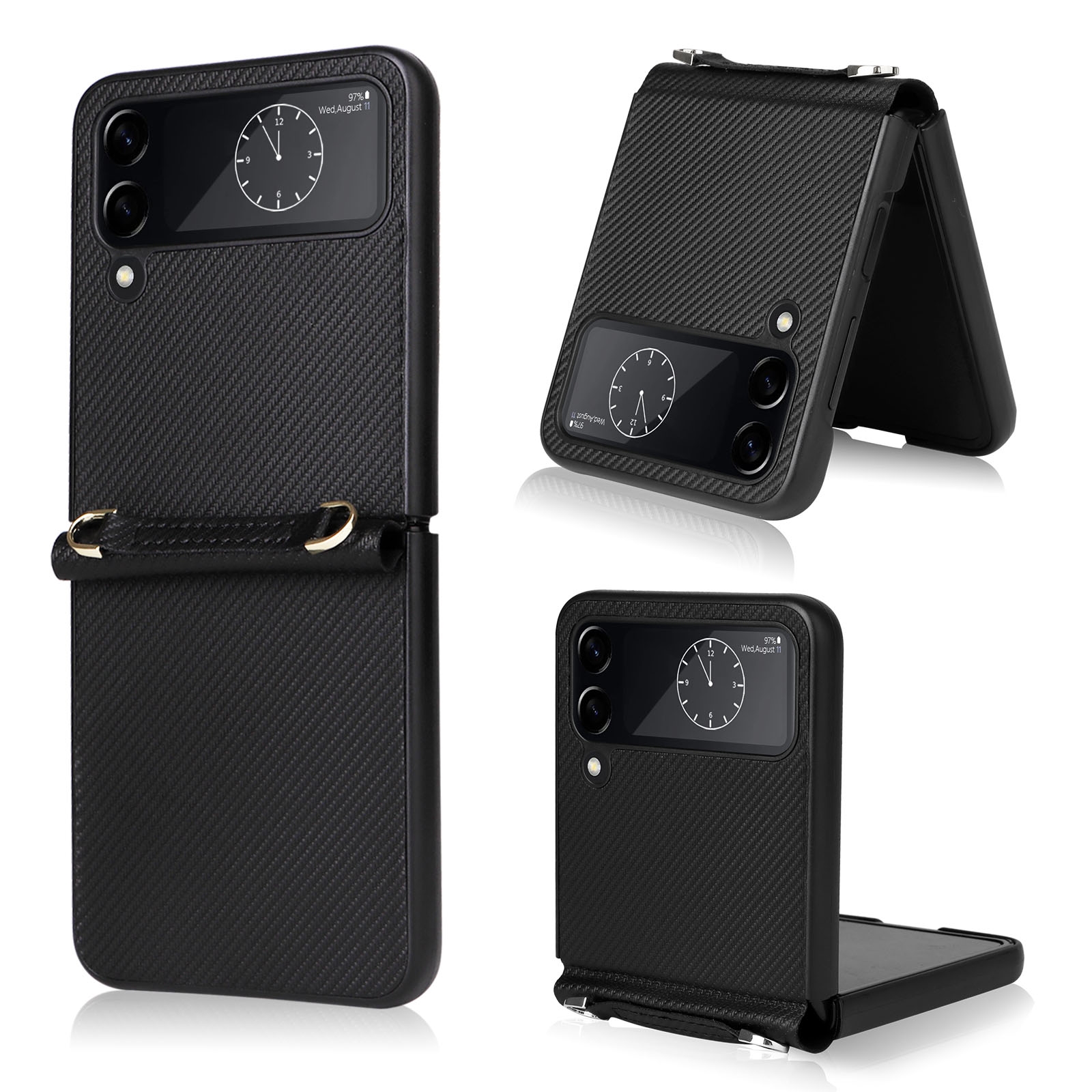 Backcase hoesje met koord Samsung Galaxy Z Flip 4 - Zwart 1