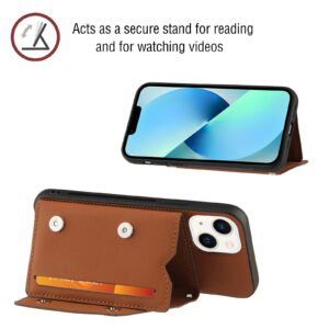 Backcover Portemonnee hoesje iPhone 14 - Bruin 4