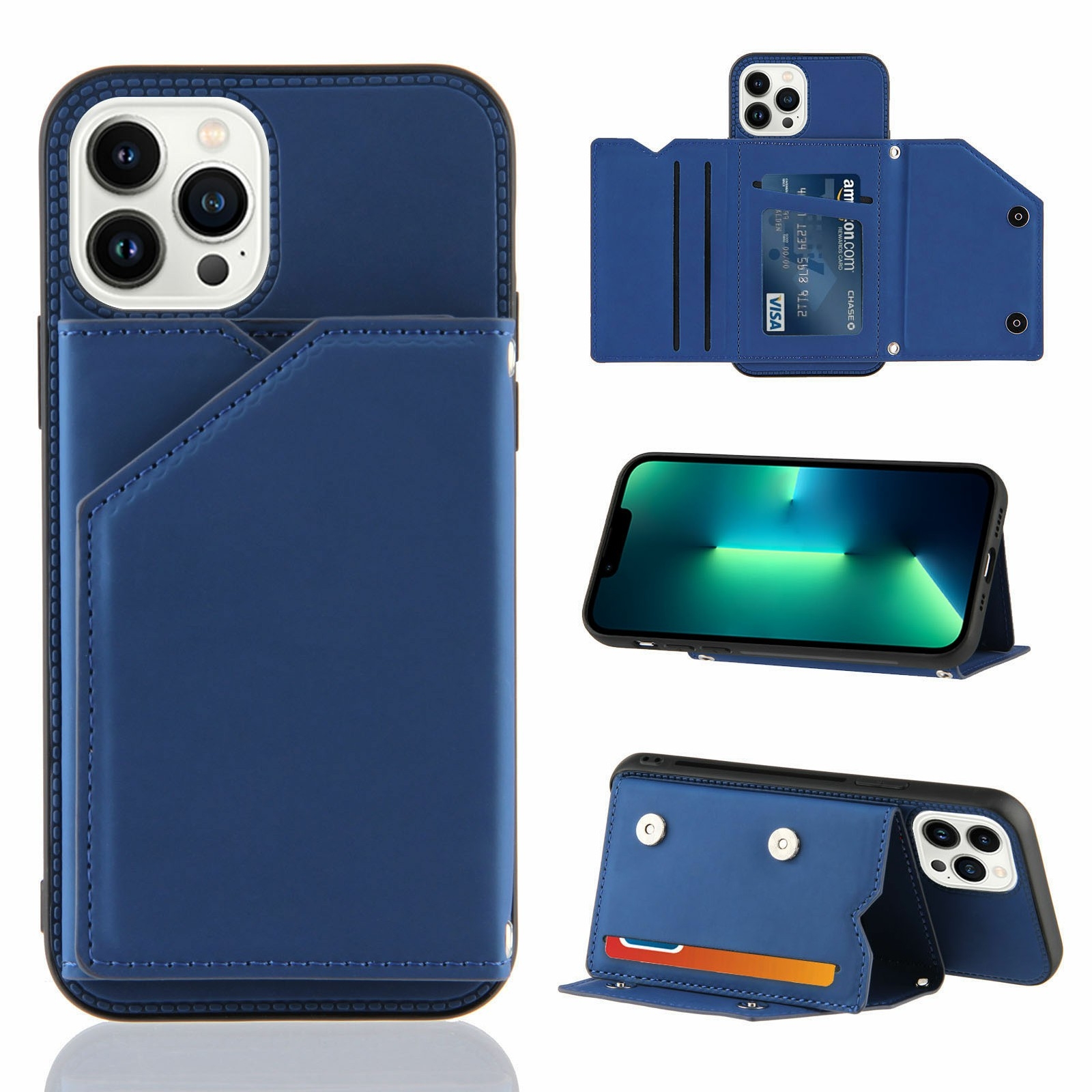 variatie Backcover Portemonnee hoesje iPhone 14 Pro Max – Blauw