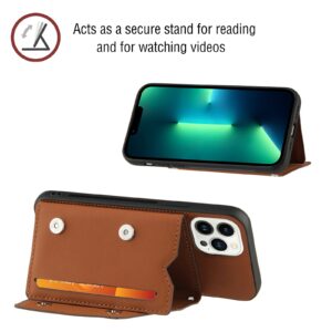 Backcover Portemonnee hoesje iPhone 14 Pro Max - Bruin 4
