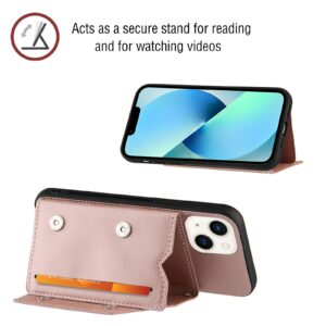 Backcover Portemonnee hoesje iPhone 14 - Rosegoud 4