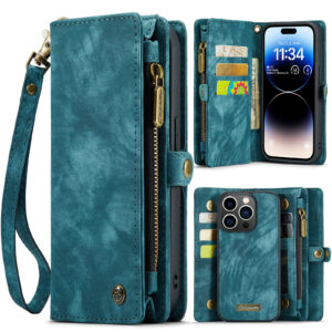 Caseme iPhone 14 Pro Max hoesje – Vintage Portemonnee Blauw