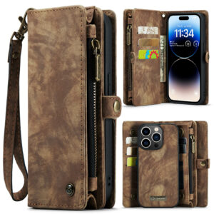 Caseme iPhone 14 Pro hoesje - Vintage Portemonnee Bruin 1