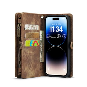 Caseme iPhone 14 Pro hoesje - Vintage Portemonnee Bruin 4