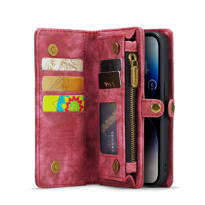 Caseme iPhone 14 Pro hoesje - Vintage Portemonnee Rood 3