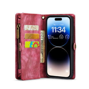 Caseme iPhone 14 Pro hoesje - Vintage Portemonnee Rood 4