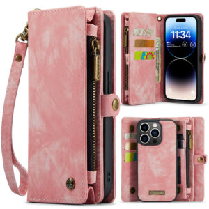 Caseme iPhone 14 Pro hoesje – Vintage Portemonnee Roze