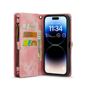 Caseme iPhone 14 Pro hoesje - Vintage Portemonnee Roze 4